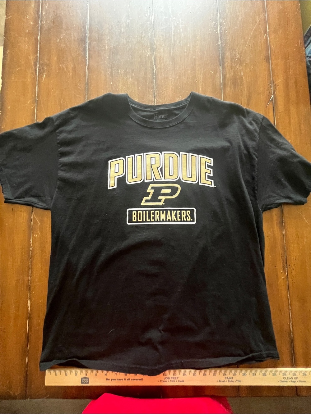 Hanes Black Purdue Boilermakers Logo Tee with Gold Accents